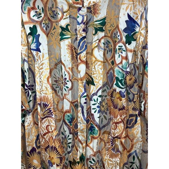 Vintage The Silk Farm Blouse 100% Silk Women Size 12 Blouse Button Front Top - Picture 2 of 4